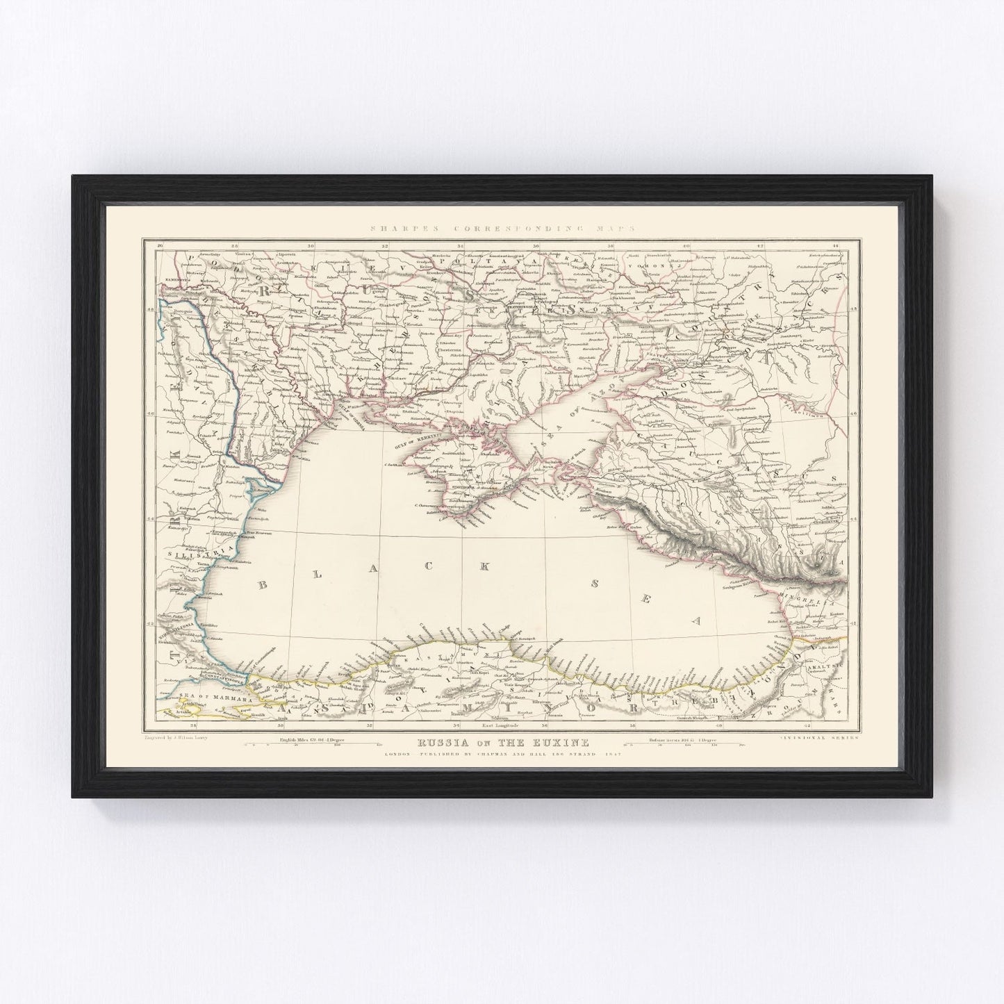 Vintage map of the Black Sea, 1847 - restored 19th-century maritime commerce chart