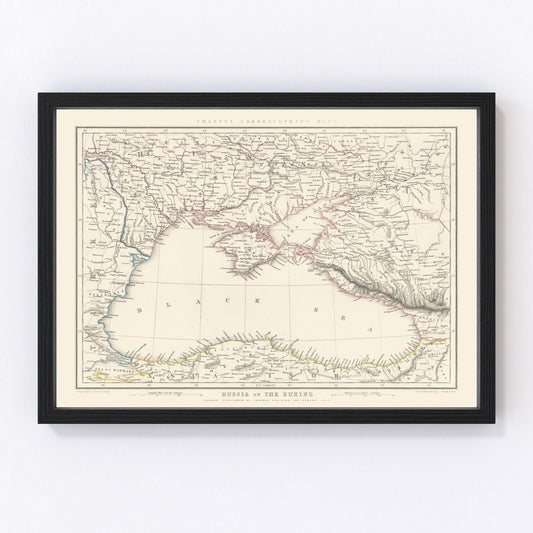 Vintage map of the Black Sea, 1847 - restored 19th-century maritime commerce chart