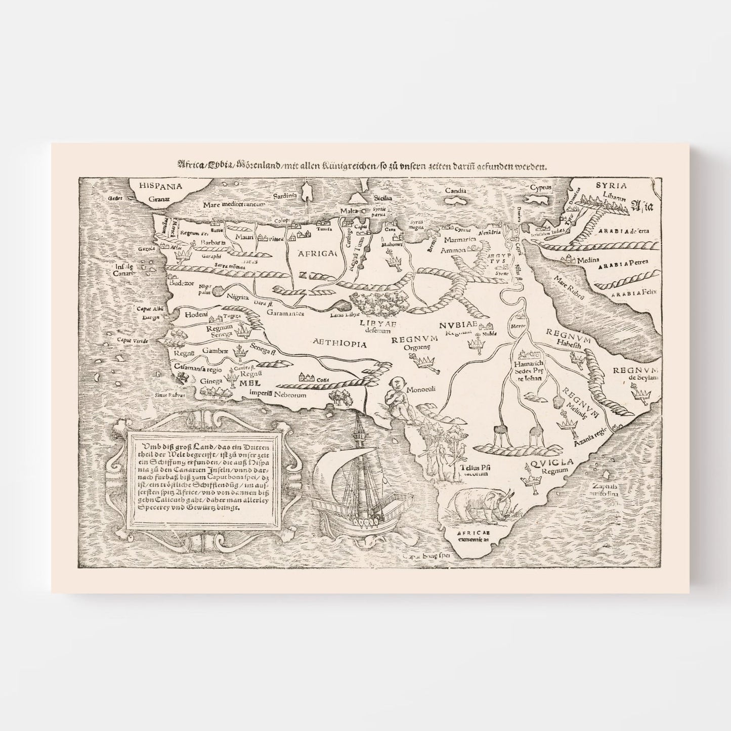 Vintage Map of Africa, 1574
