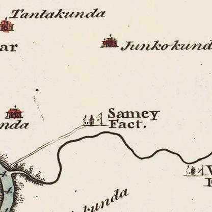 Vintage Map of the Middle Gambia River, 1752