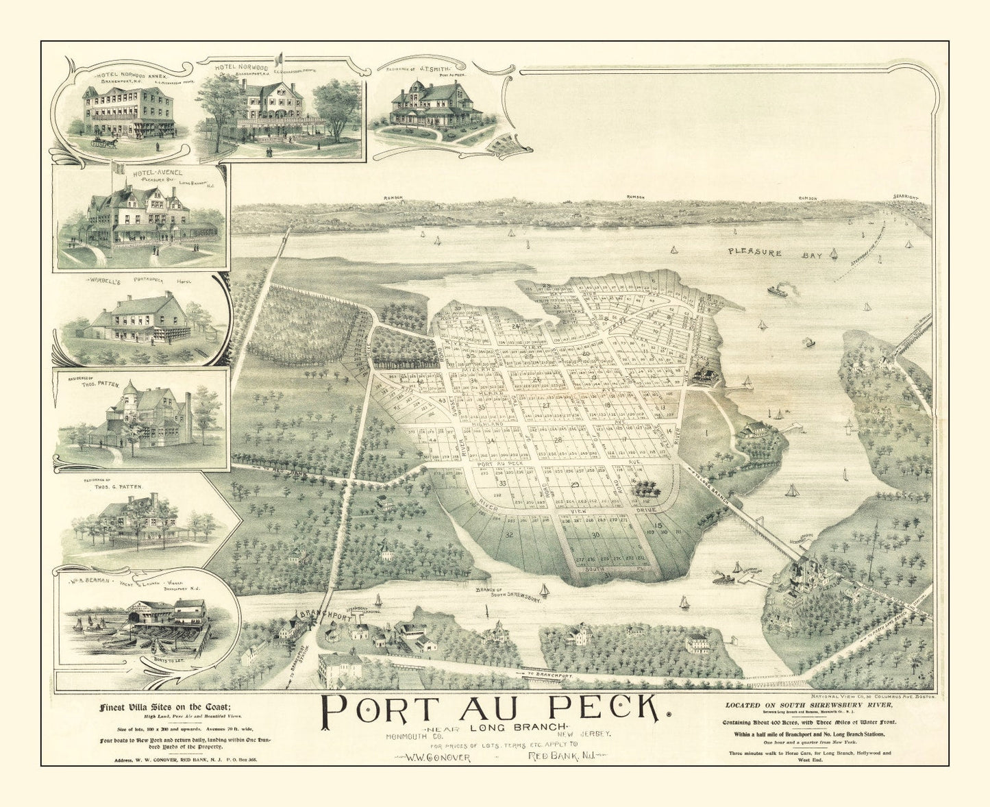 Vintage Map of Port au Peck, New Jersey, 1894