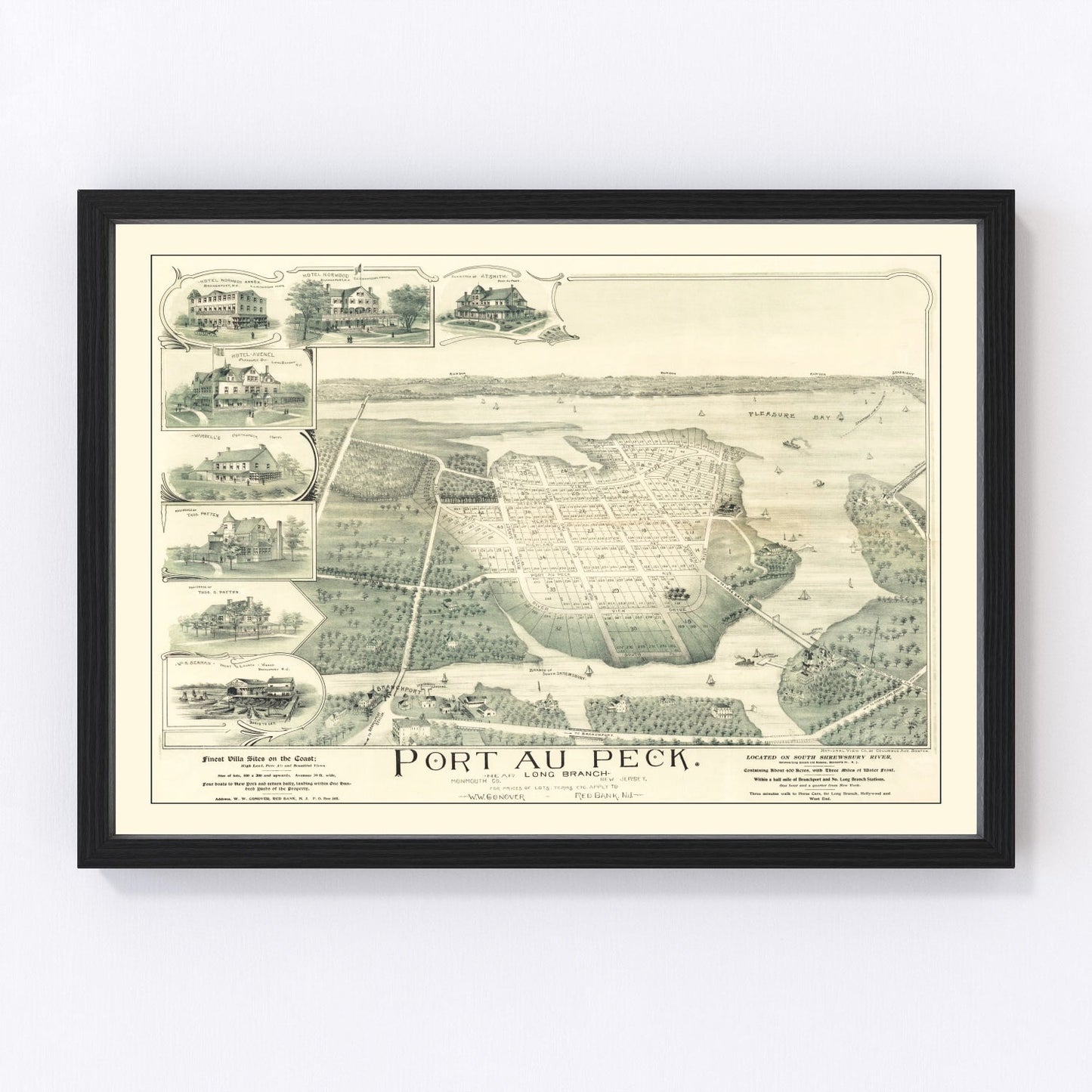 vintage map of Port au Peck, New Jersey, 1894