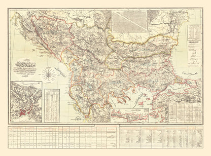 Vintage Map of the Balkans, 1906