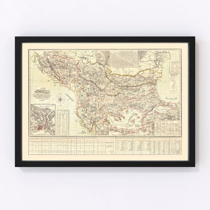 Vintage map of the Balkans, 1906 - restored pre-WWI southeastern Europe cartography