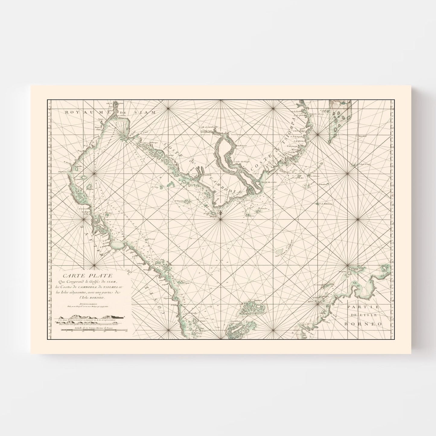 Vintage Gulf of Siam Map, 1745