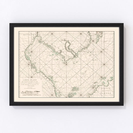 Vintage map of the Gulf of Siam, Southeast Asian sea routes, 1745