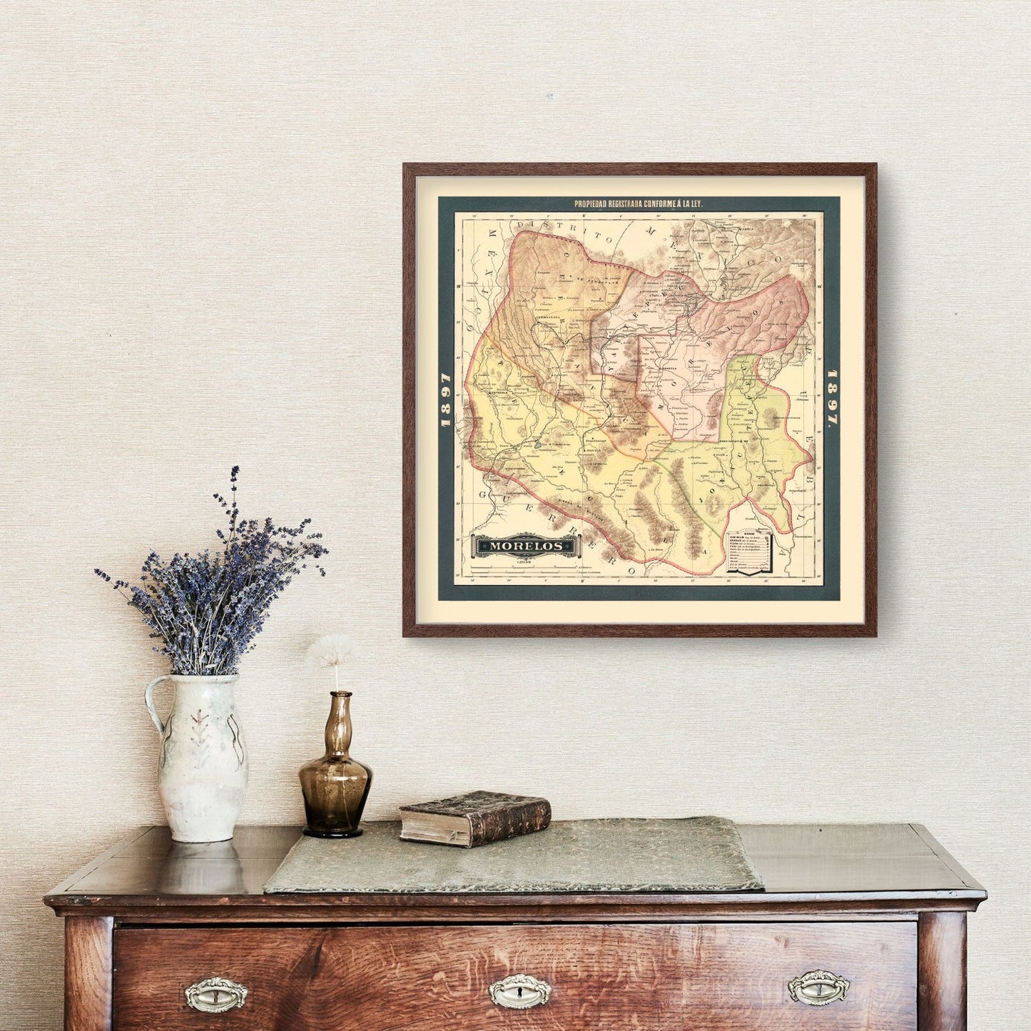 Vintage Map of Morelos, Mexico, 1897