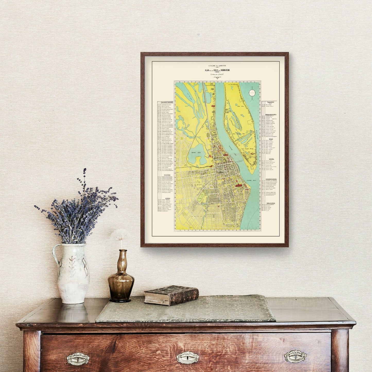 Vintage Map of Phnom Penh, Cambodia, 1960