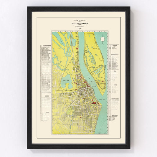vintage map of Phnom Penh, Cambodia, 1960