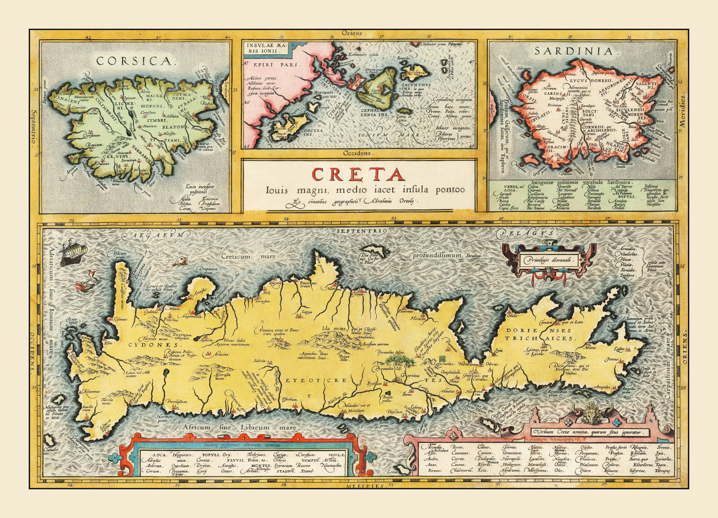 Vintage Map of Crete and Greek Islands, 1603