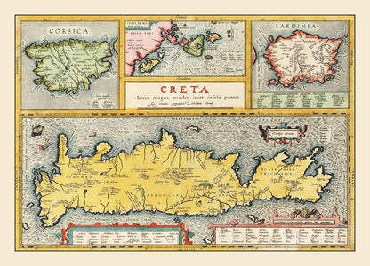 Vintage Map of Crete and Greek Islands, 1603