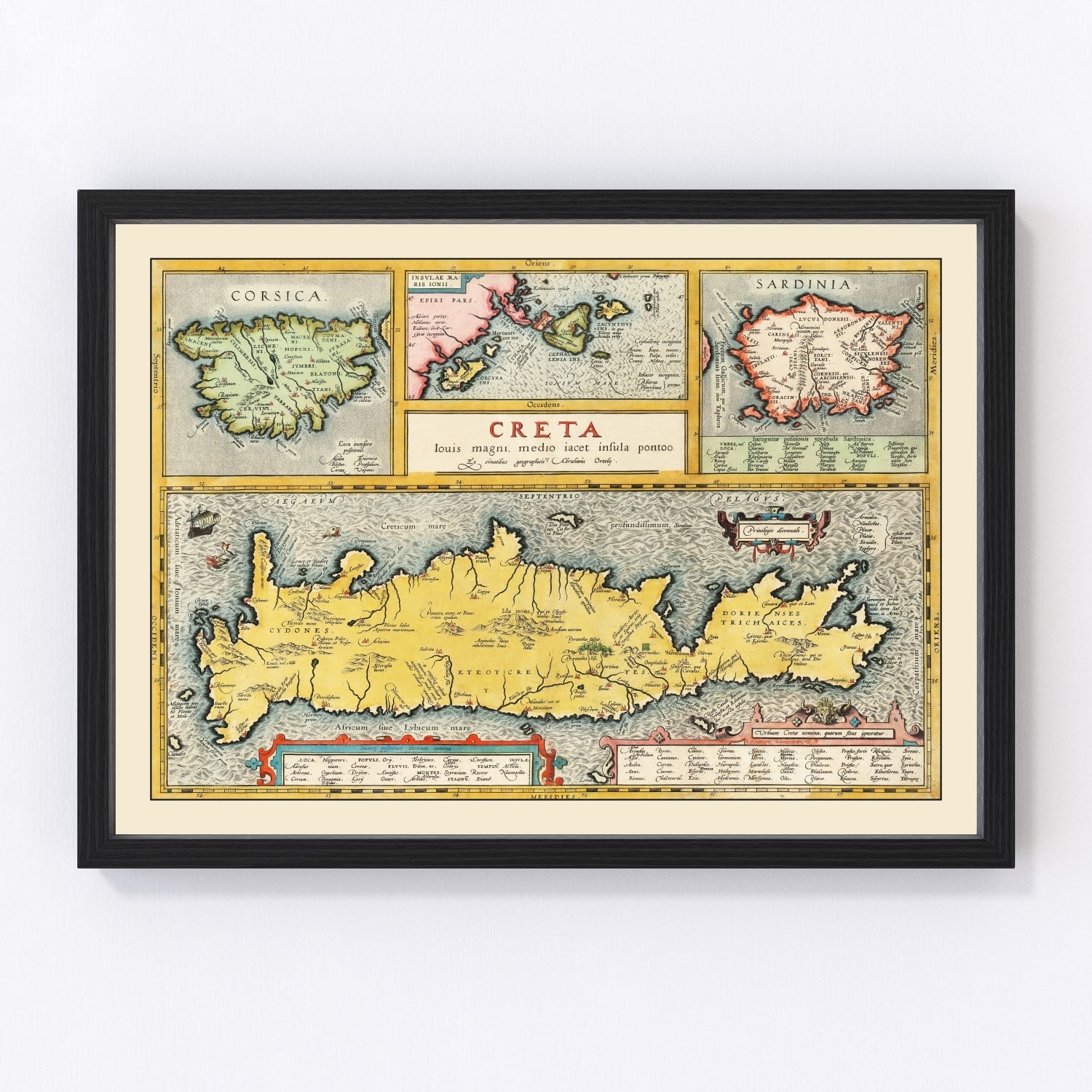 Restored vintage map of Crete and the Greek Islands, 1603
