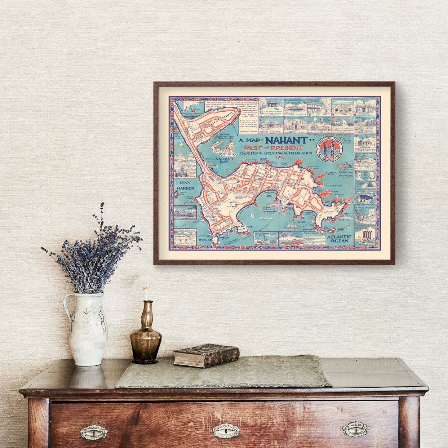 Vintage Map of Nahant, Massachusetts, 1976