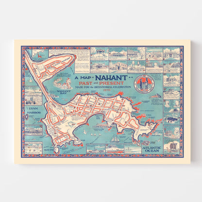 Vintage Map of Nahant, Massachusetts, 1976