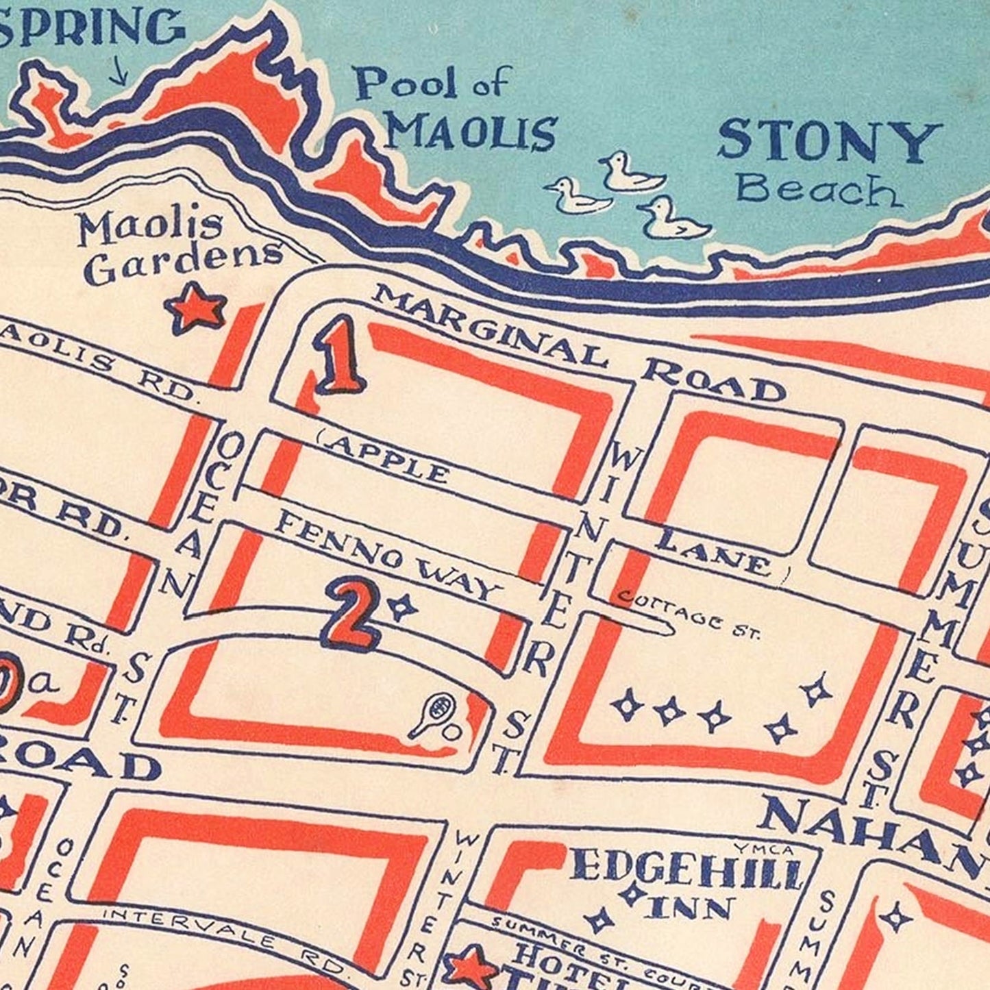 Vintage Map of Nahant, Massachusetts, 1976