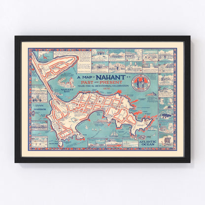 vintage map of Nahant, Massachusetts, 1976