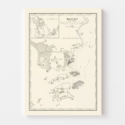 Vintage Macao Map, 1918