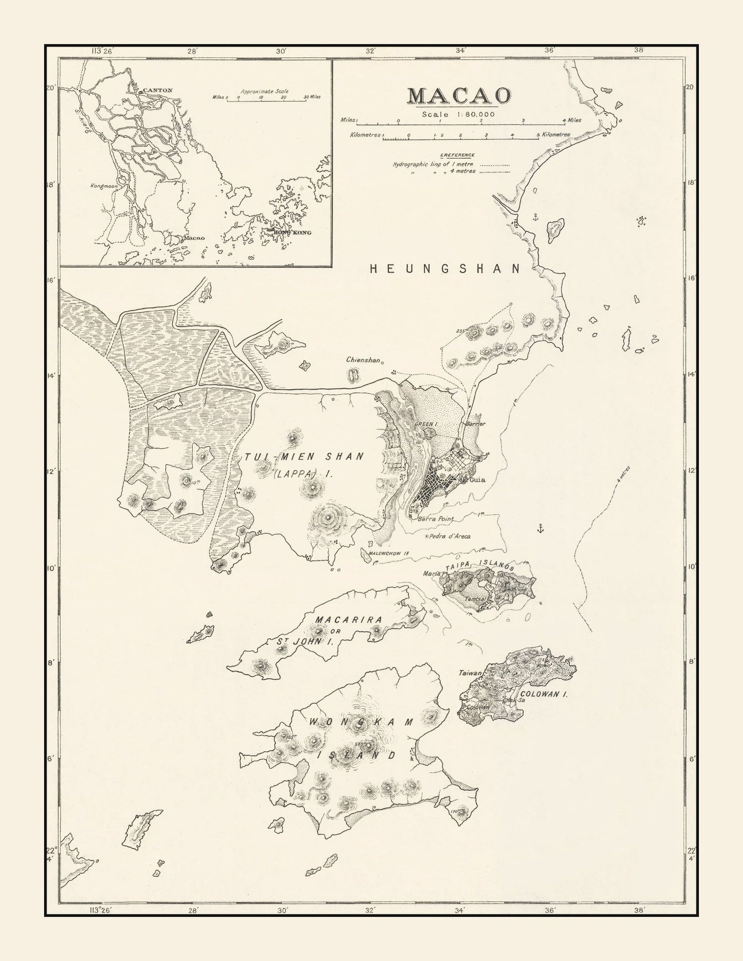 Vintage Macao Map, 1918