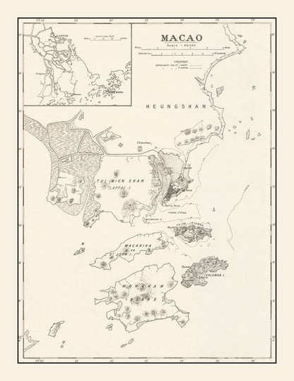Vintage Macao Map, 1918