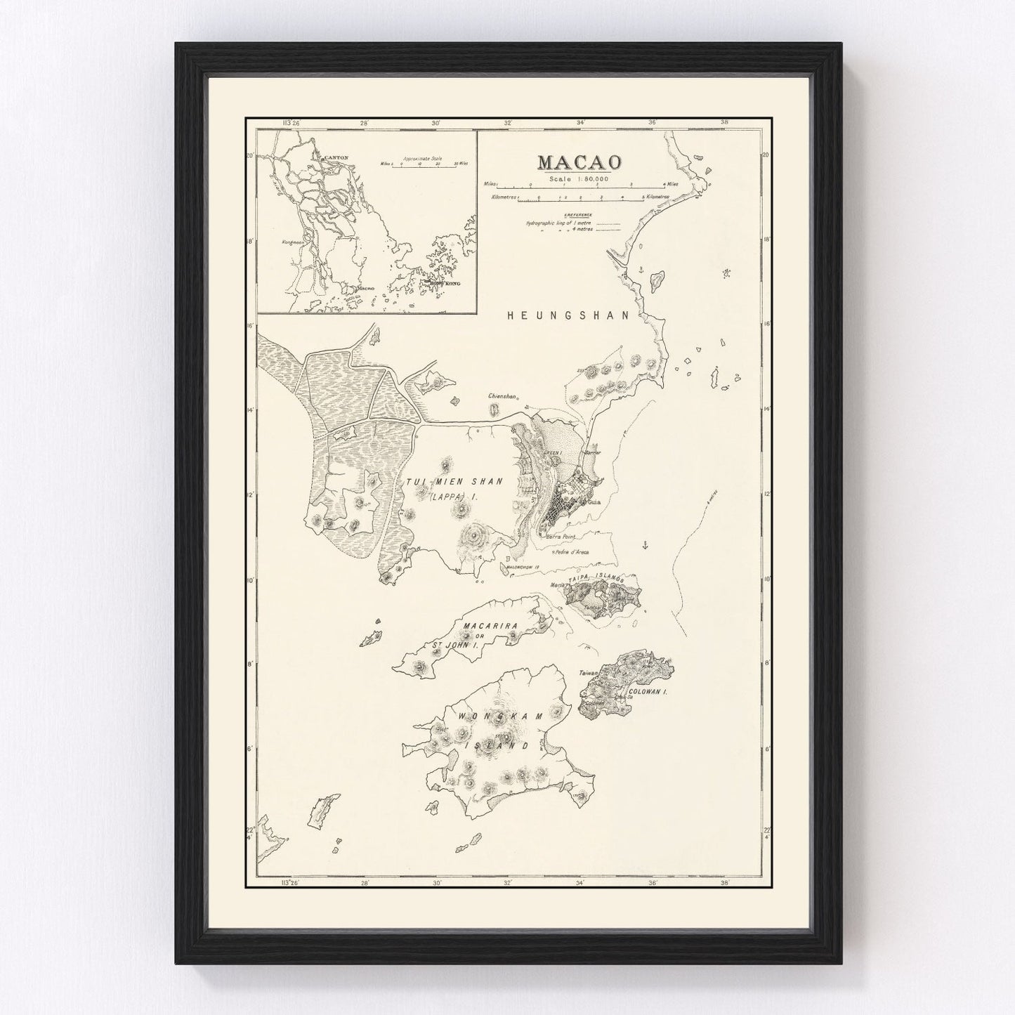 Vintage map of Macao, 1918