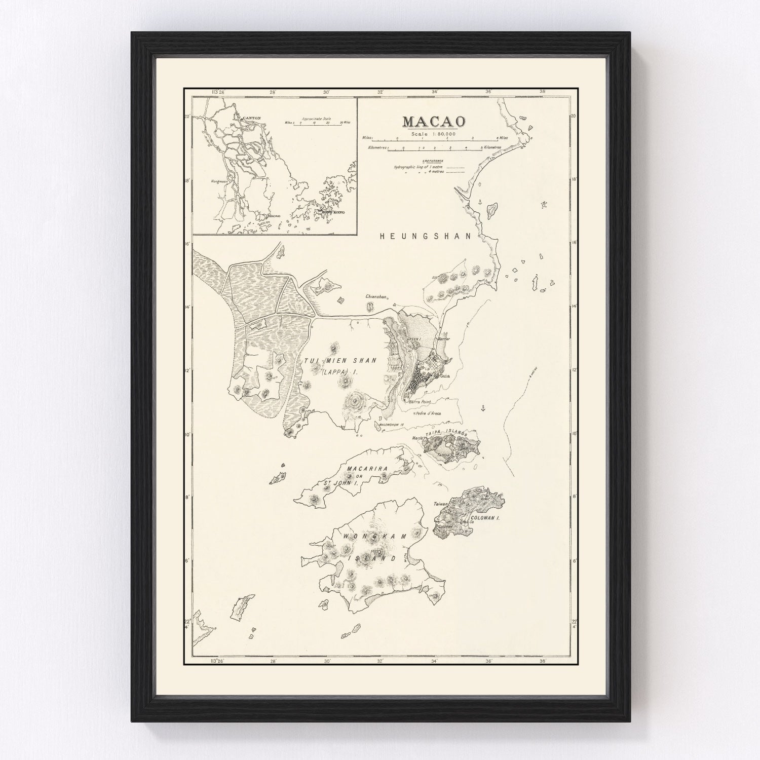 Vintage map of Macao, 1918