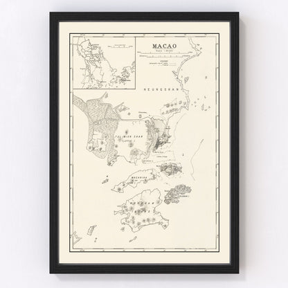 Vintage map of Macao, 1918