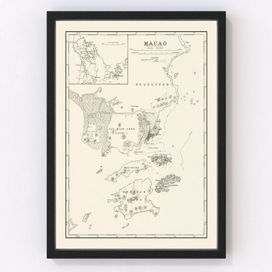 Vintage map of Macao, 1918