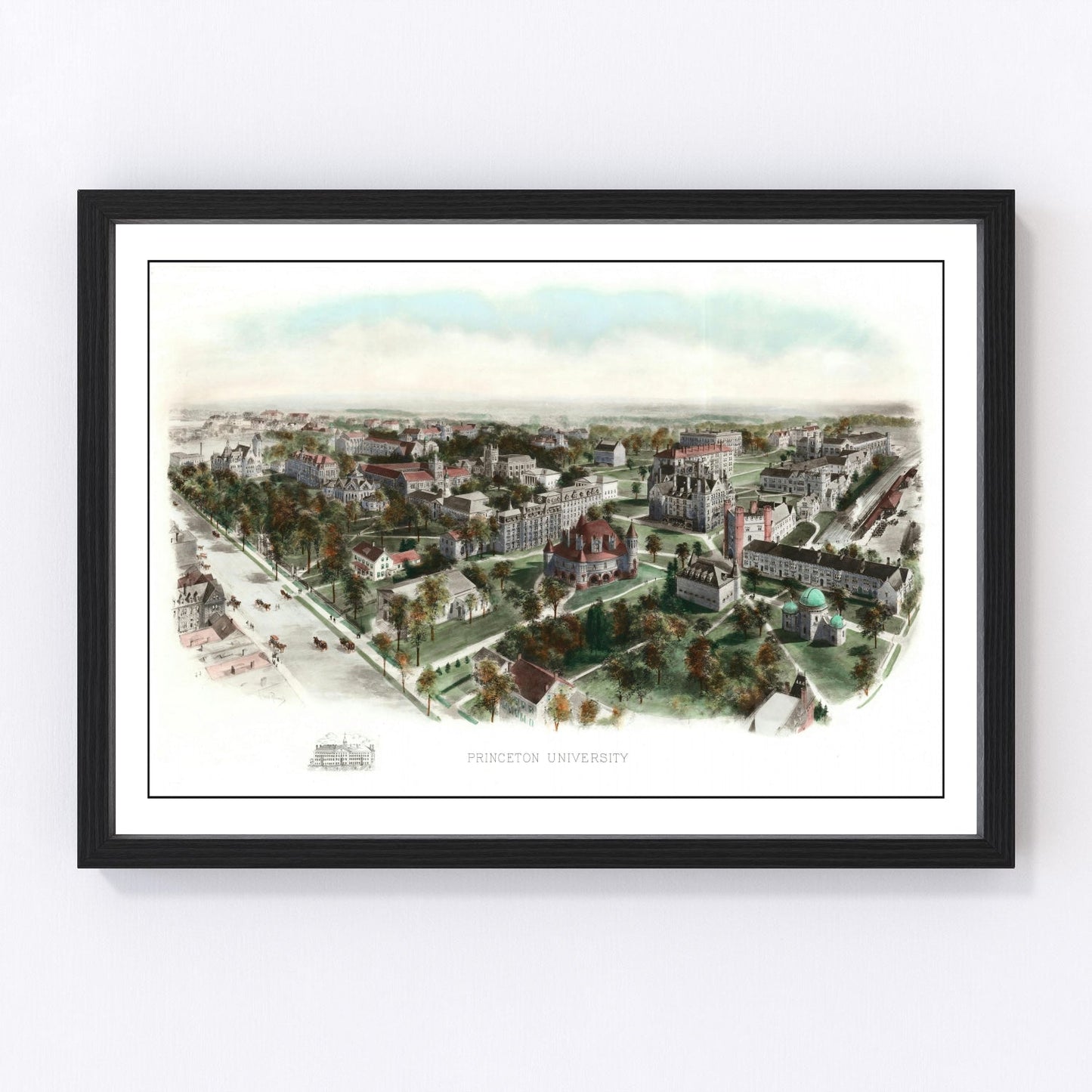 vintage map of Princeton University, New Jersey, 1906, Ivy League campus
