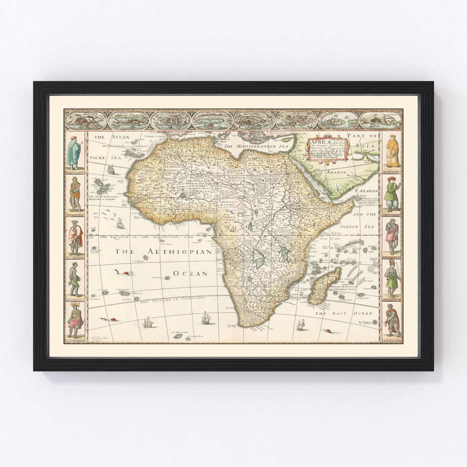 Vintage map of Africa, 1626 - restored 17th-century cartography print