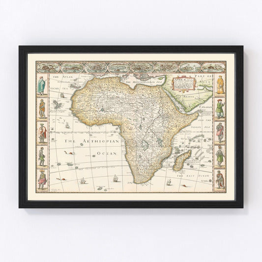 Vintage map of Africa, 1626 - restored 17th-century cartography print