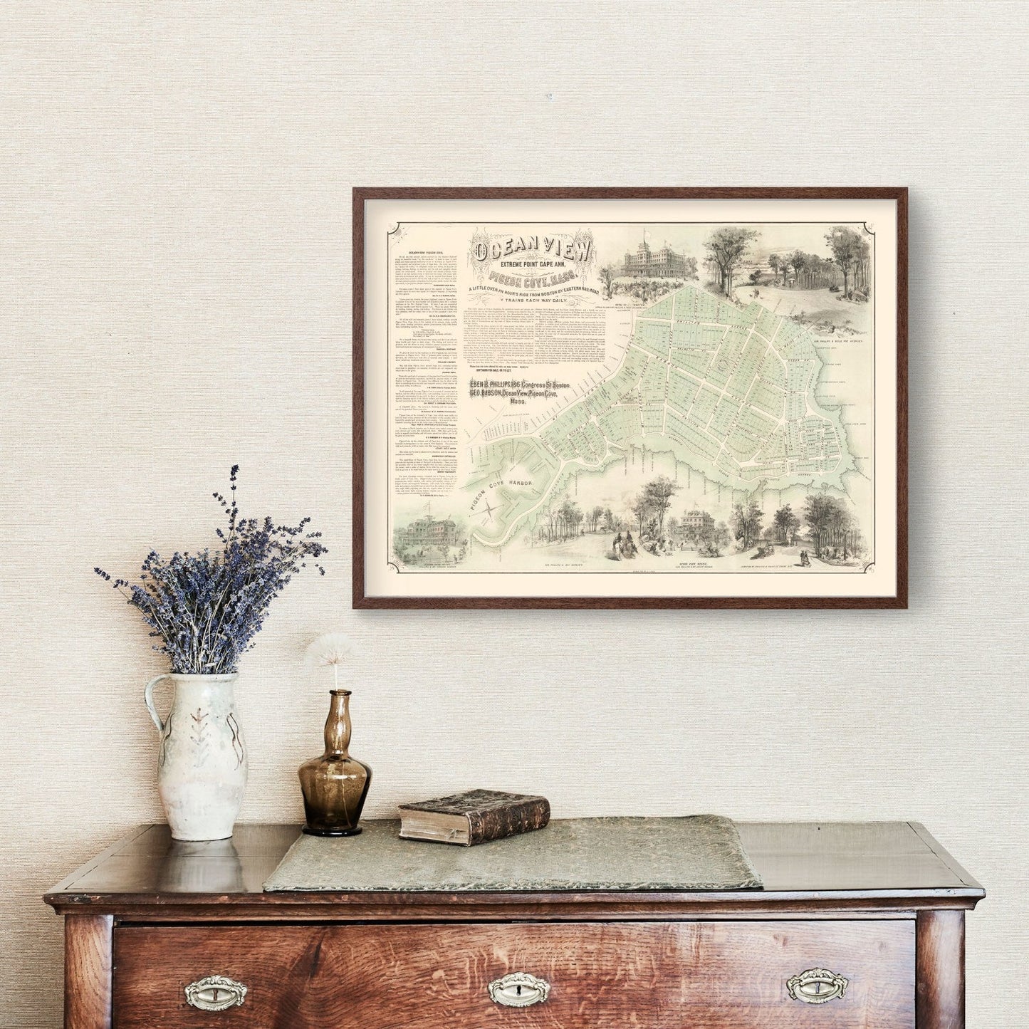 Vintage Map of Pigeon Cove and Cape Ann, Massachusetts, 1870