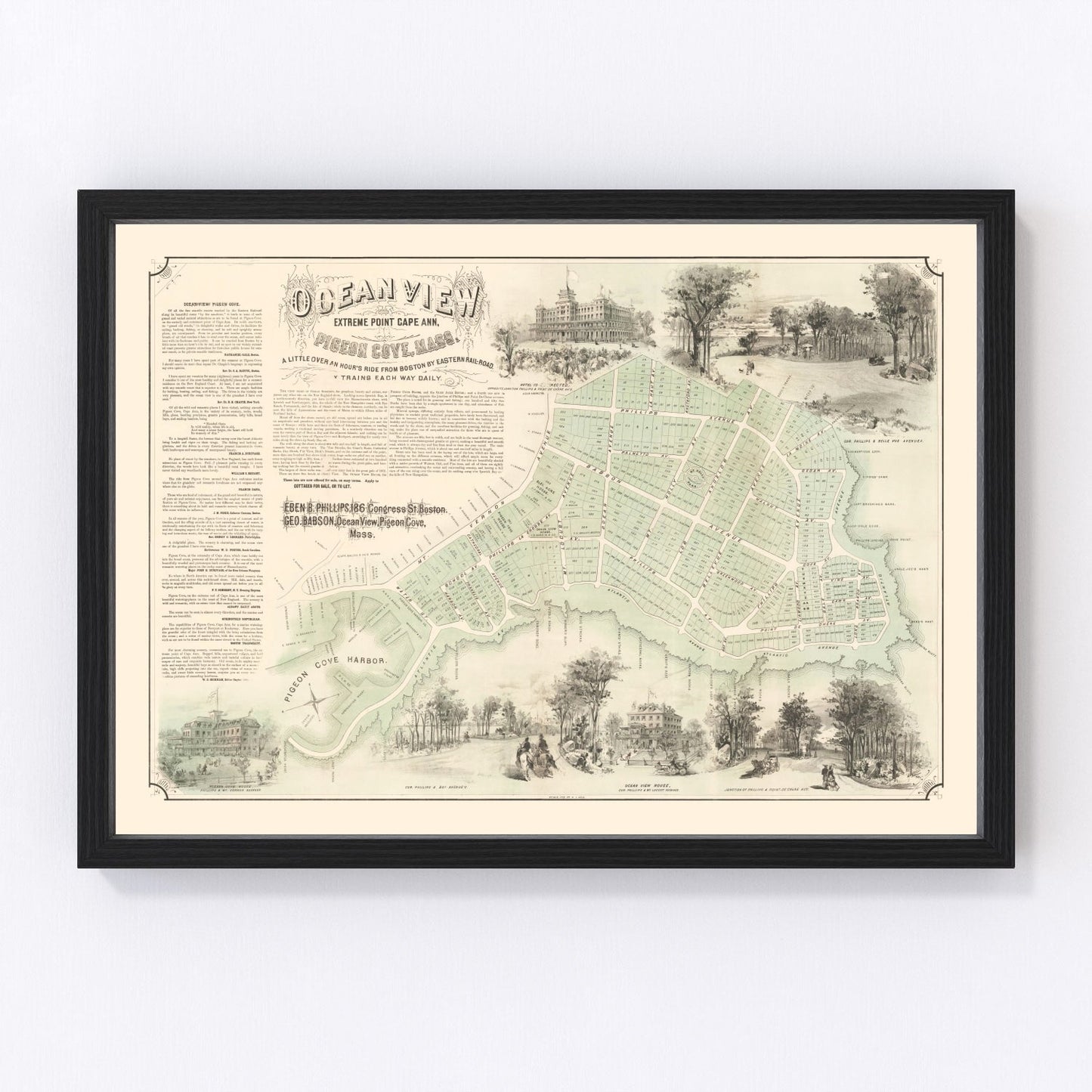 vintage map of Pigeon Cove and Cape Ann, Massachusetts, 1870