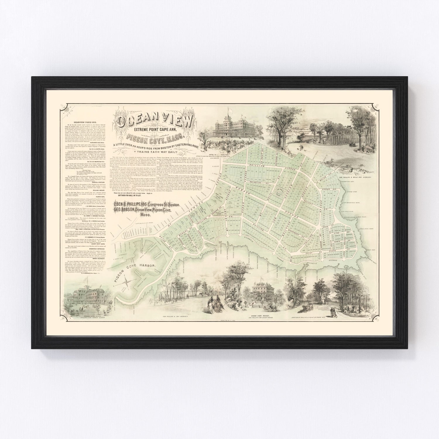 vintage map of Pigeon Cove and Cape Ann, Massachusetts, 1870