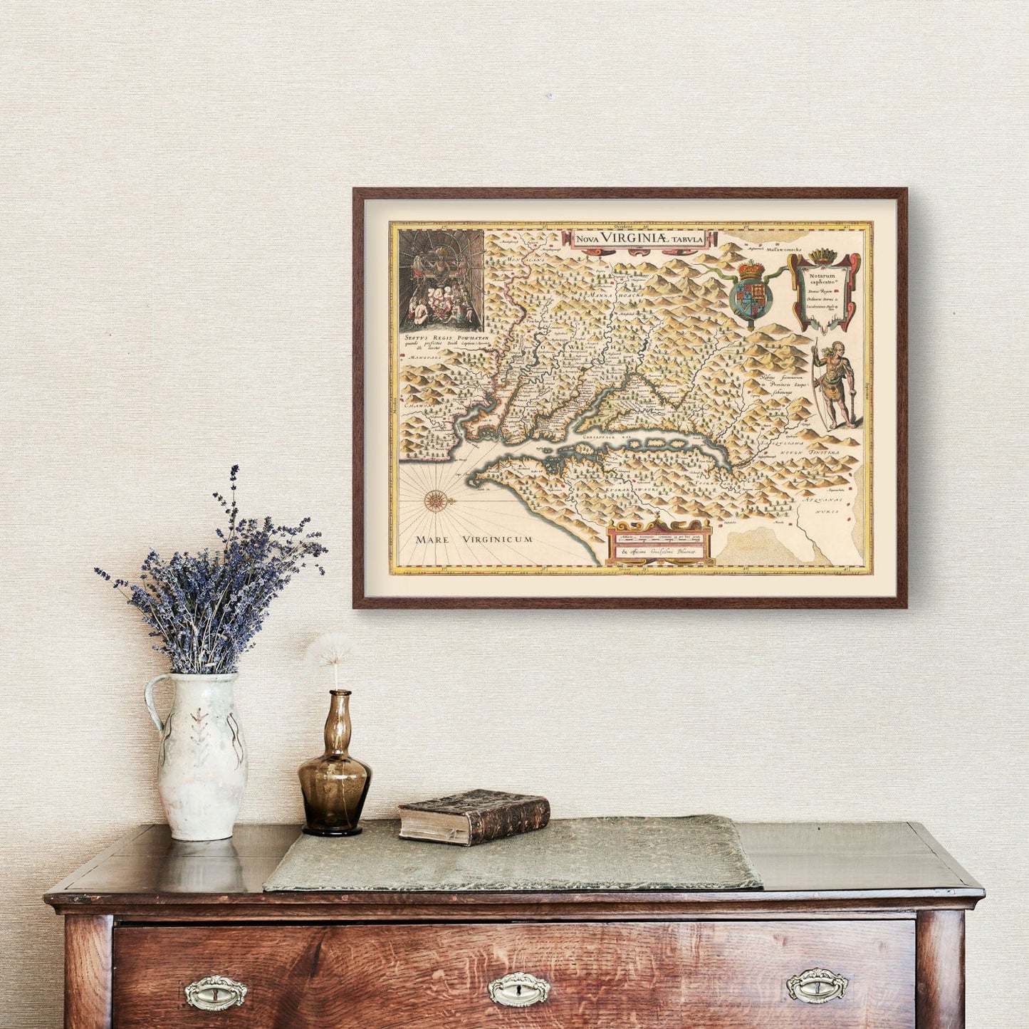 Vintage Map of Virginia, 1635