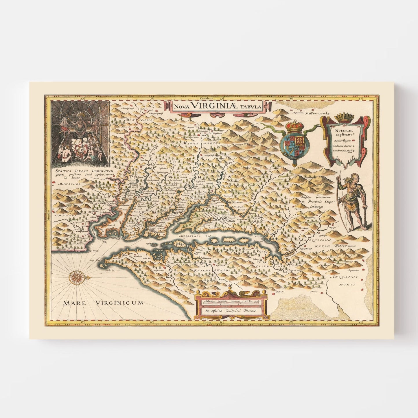 Vintage Map of Virginia, 1635