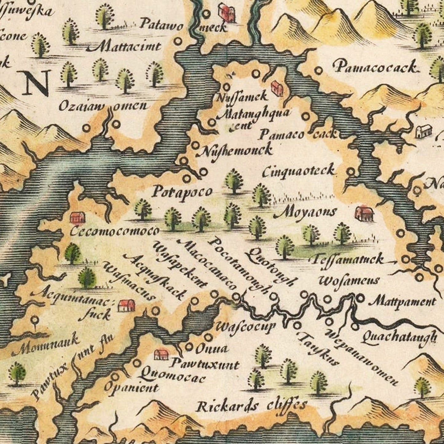 Vintage Map of Virginia, 1635