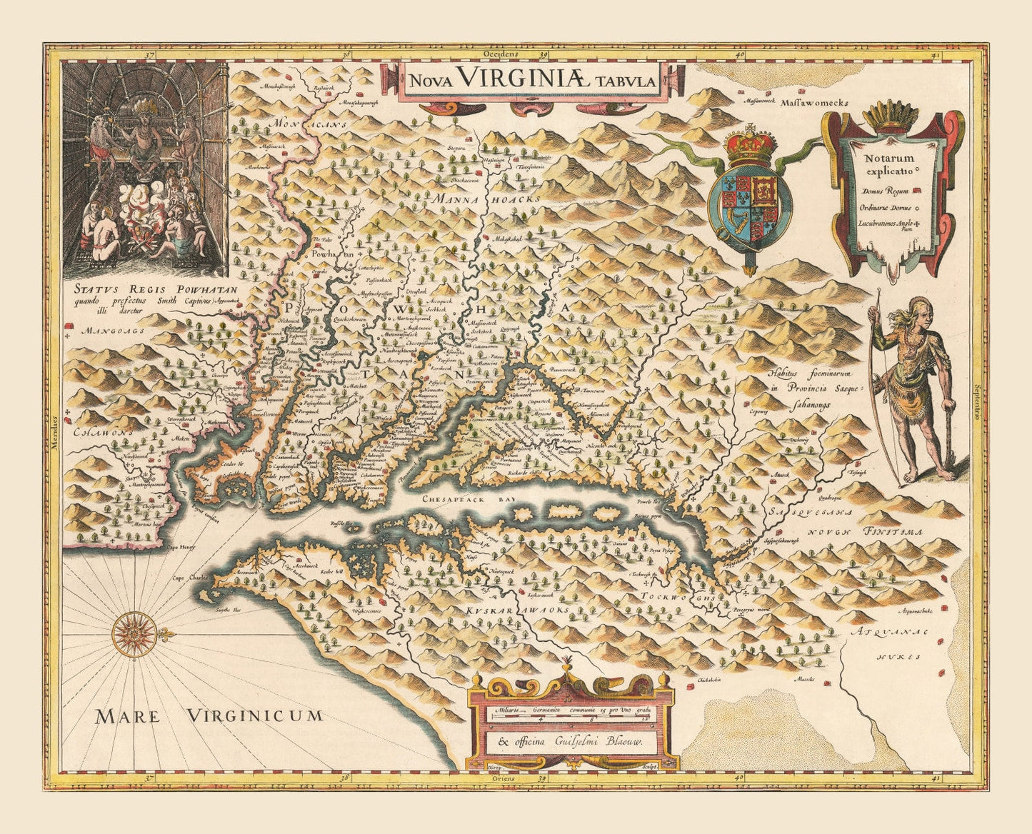 Vintage Map of Virginia, 1635