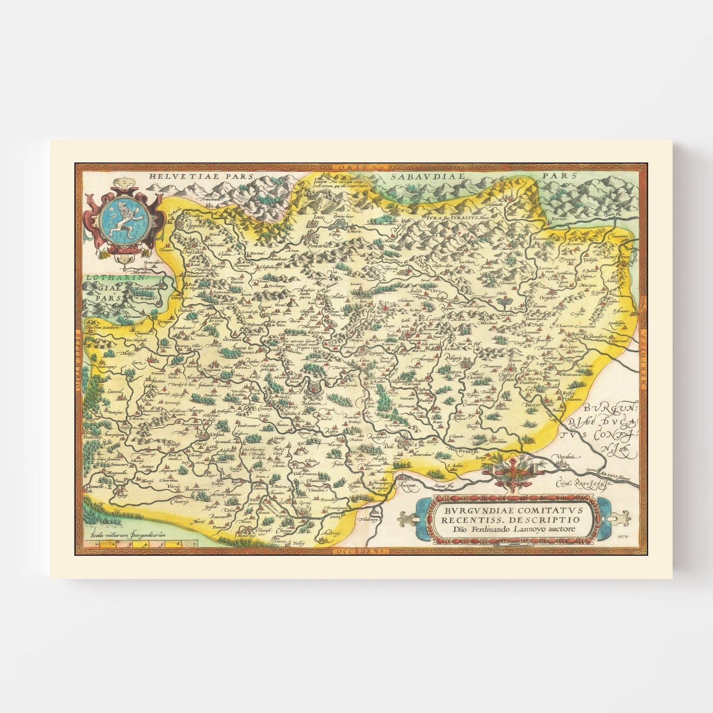Vintage Map of Burgundy, France, 1595