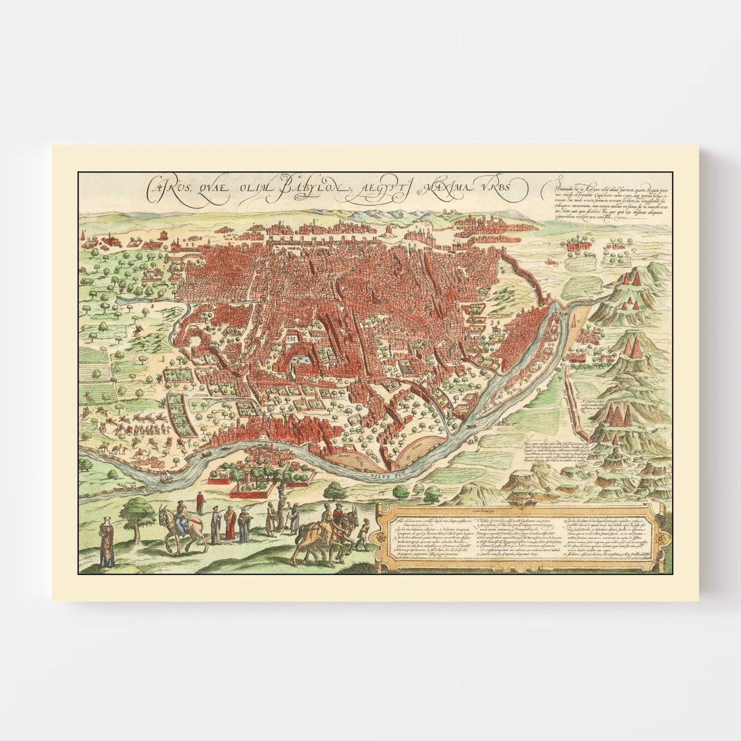 Vintage Map of Cairo, Egypt, 1572 Wall Art