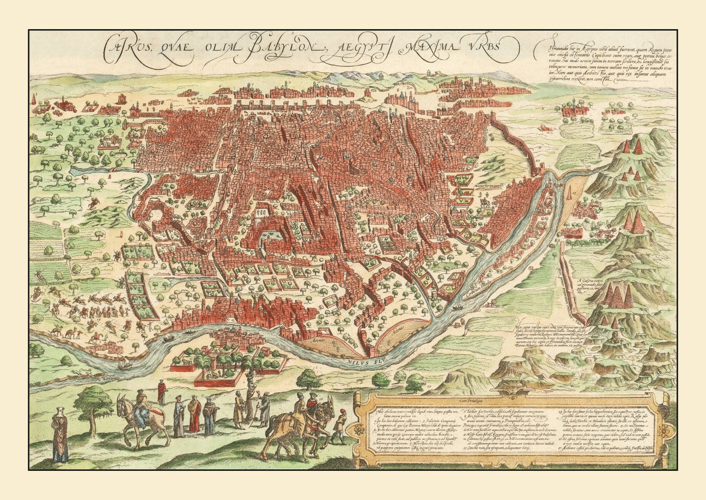 Vintage Map of Cairo, Egypt, 1572 Wall Art