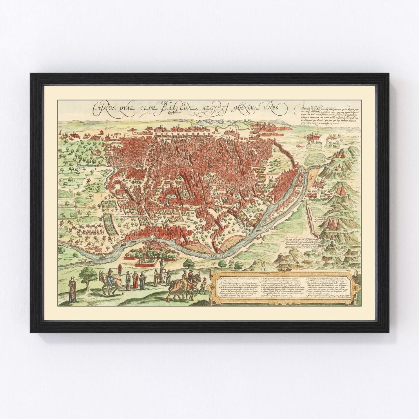 Vintage map of Cairo, Egypt, 1572, digitally restored