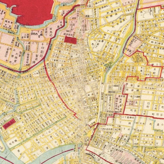 Vintage Map of Tokyo, Japan, 1881