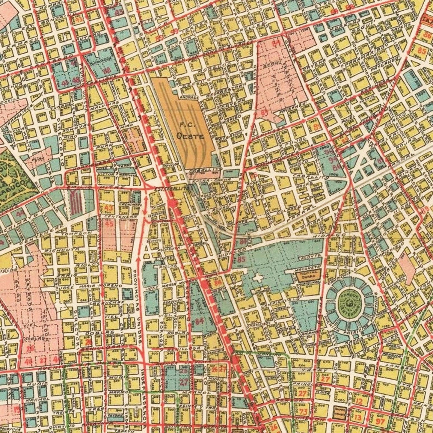 Vintage Map of Buenos Aires, Argentina 1915