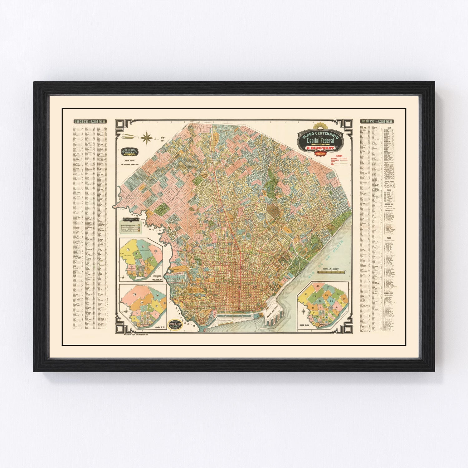 Vintage map of Buenos Aires, Argentina, 1915
