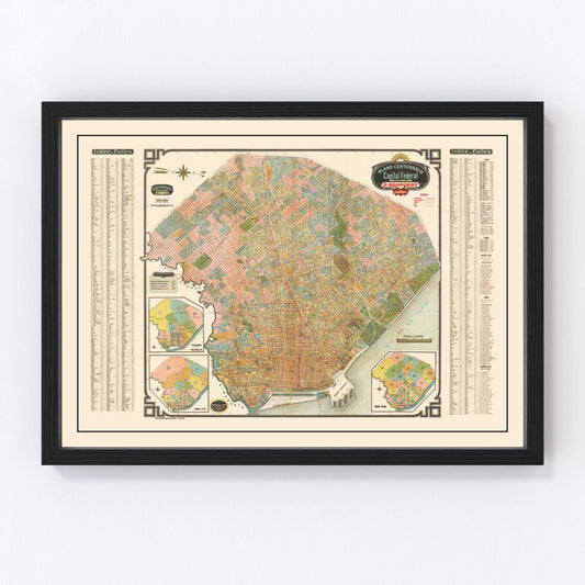Vintage map of Buenos Aires, Argentina, 1915
