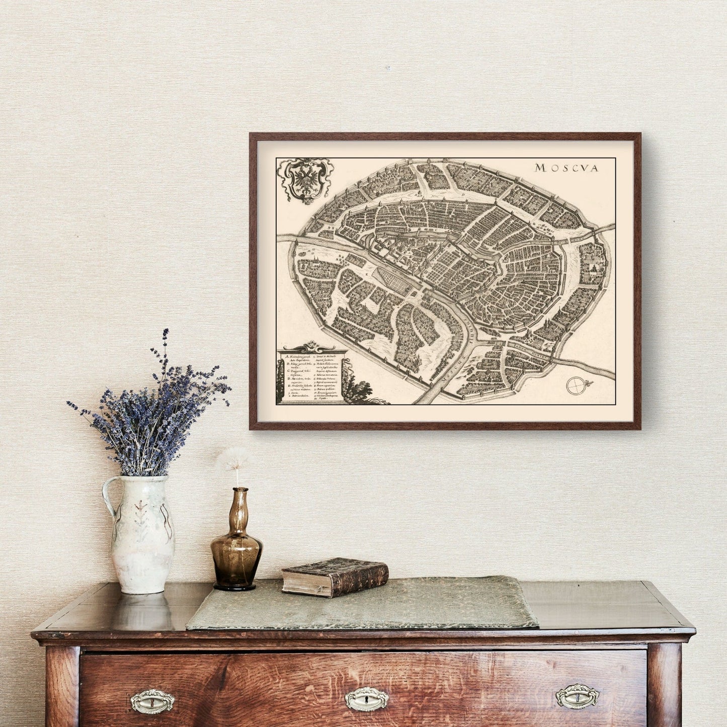 Vintage Map of Moscow, Russia, 1646