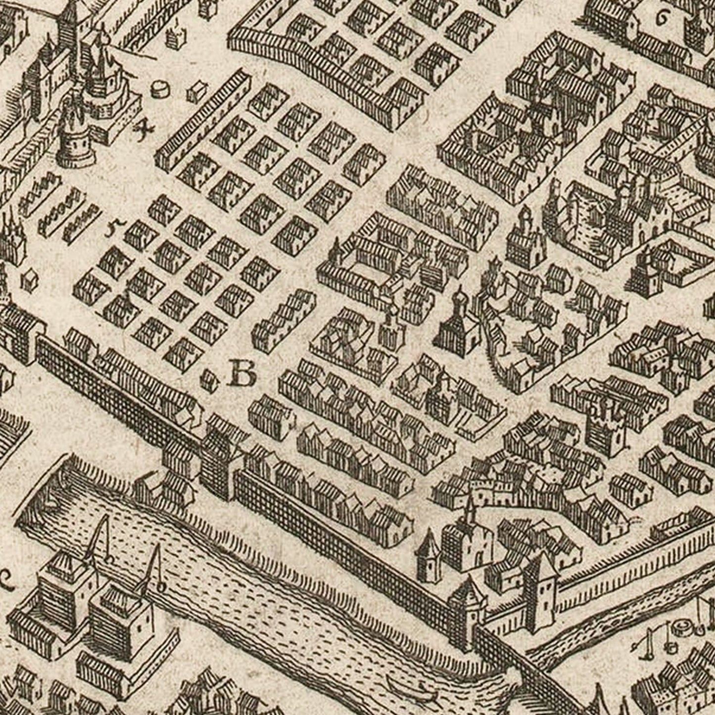 Vintage Map of Moscow, Russia, 1646