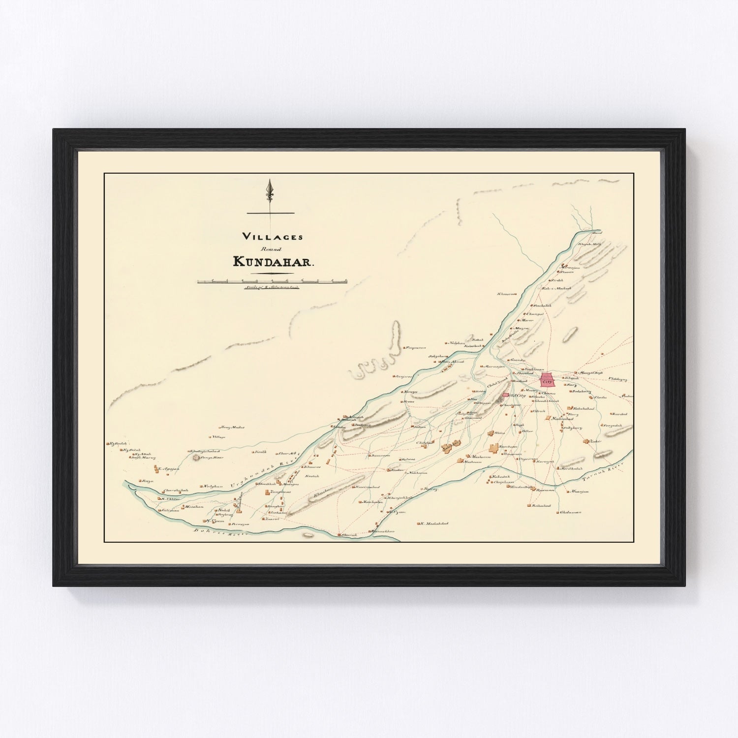 Vintage map of Kandahar, Afghanistan, 1840