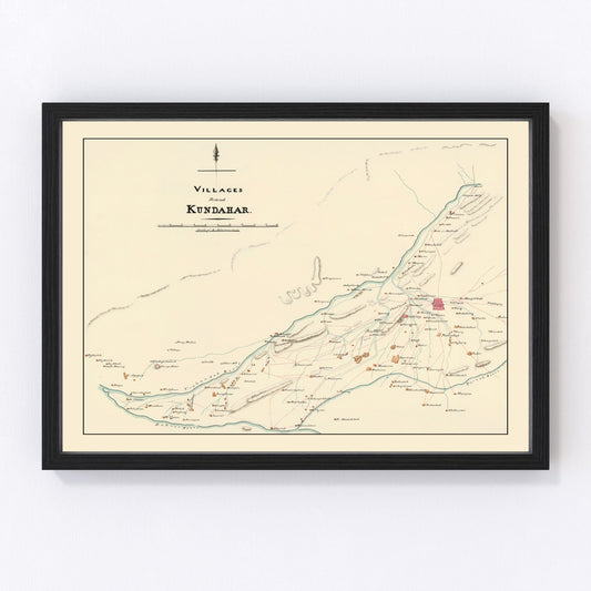 Vintage map of Kandahar, Afghanistan, 1840
