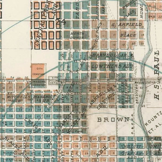 Vintage Map of Pueblo, Colorado, 1888
